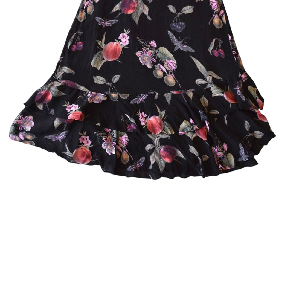 ALLSAINTS Delana Soleil Printed Maxi True Wrap Dress Size 2 Black Fruit - Picture 7 of 7